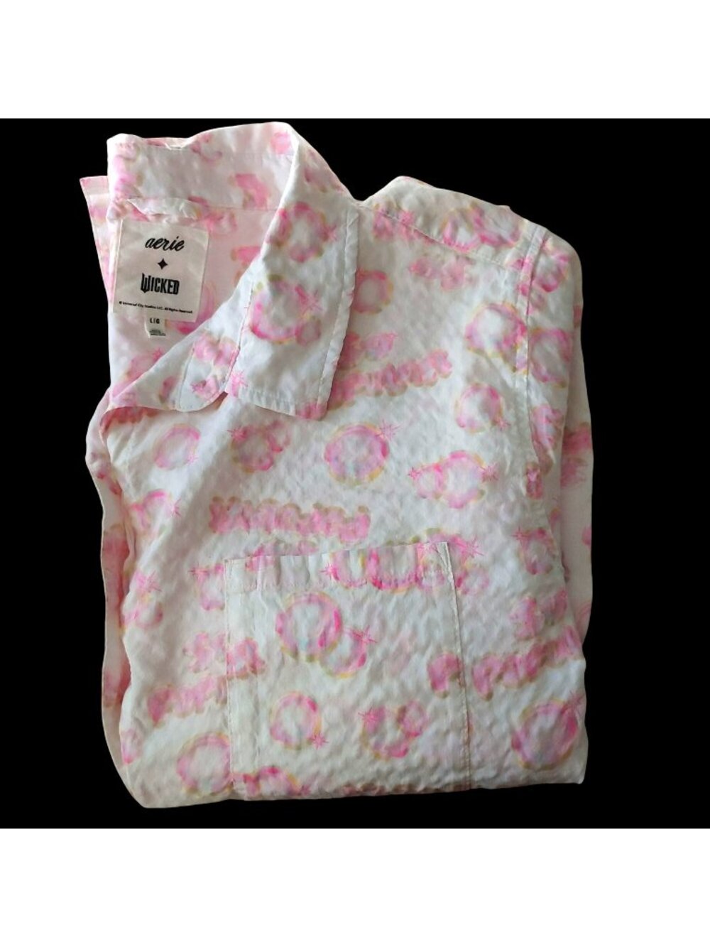 Aerie Wicked Limited Edition OZ So Popular Glinda Seersucker Fairy Tale Shirt L